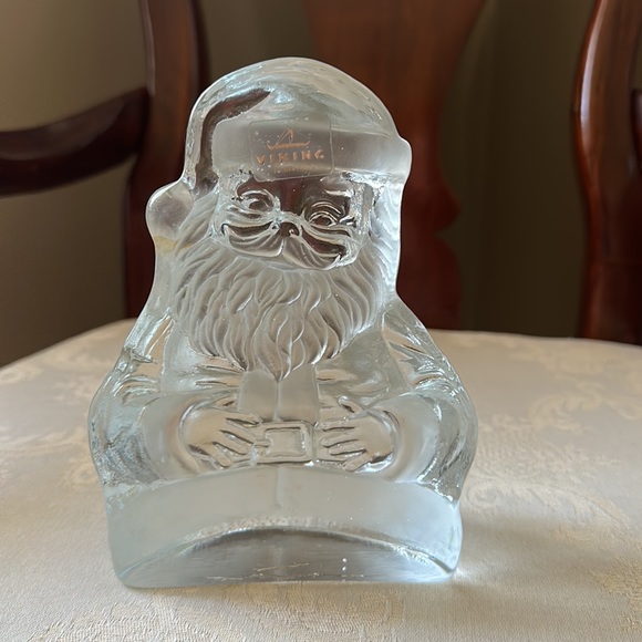 Vintage Viking lead cut glass/frosted Santa paperweight, decoration - Picture 3 of 11